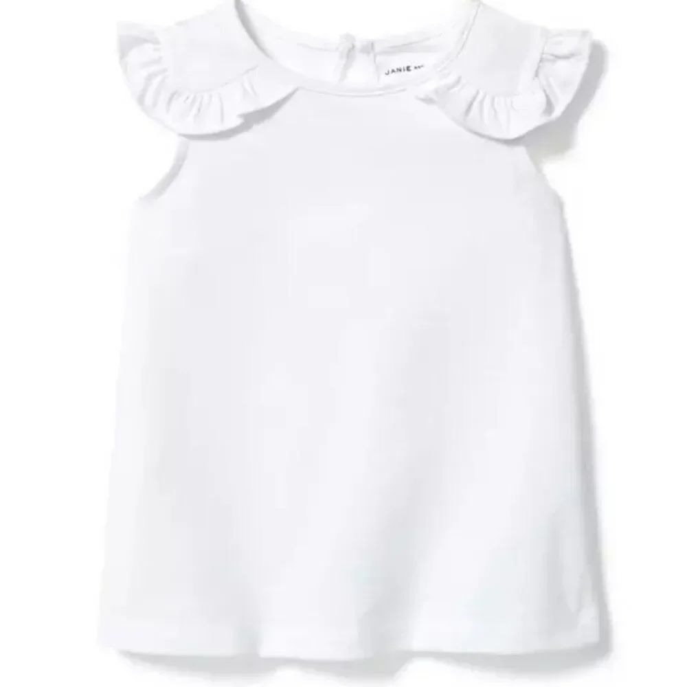 Janie and Jack 100034360 Girl White Ruffled Tee NWT 3-6 months